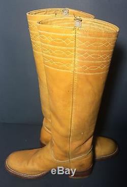 FRYE Campus Vintage 70's Stitching Horse Banana Leather Boots Women's Size 7