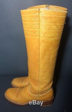 FRYE Campus Vintage 70's Stitching Horse Banana Leather Boots Women's Size 7