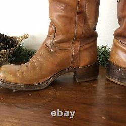 FRYE True Vintage Black Label Campus Stitching Horse Brown Tall Boots Size 8