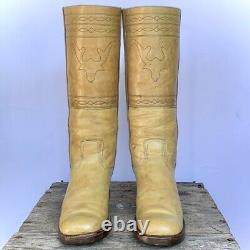 FRYE Vintage Banana Campus Stitching Horse Tall Knee High Boots 7.5 8 RARE