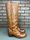 FRYE Vintage Campus Stitching Horse 18 Tall Boots Brown USA Size 8.5 B Preowned