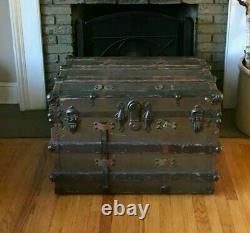 Flat Top Steamer Trunk Antique Vintage Flat Top Trunk Coffee Table Horse Tack