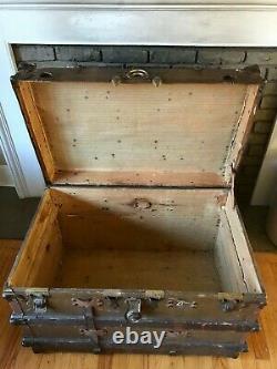 Flat Top Steamer Trunk Antique Vintage Flat Top Trunk Coffee Table Horse Tack