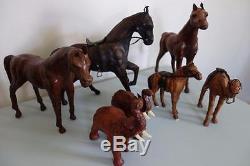 French Estate-Unique Collection Vintage Leather Animal Toys Figurine Horse Camel