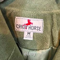 Fringe Western Jacket Crazy Horse Leather Vintage Womens Green Suede Size Medium