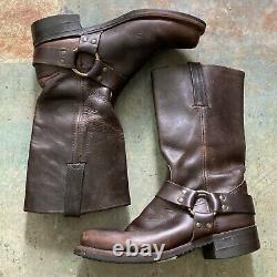 Frye Harness Boots Biker Western Men's Horse Bit Boho Oil Resist Sole Sz 9.5 M