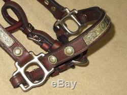 GUC Beautiful VINTAGE SIMCO Western HORSE SIZE Show Halter with ROPE EDGE SILVER
