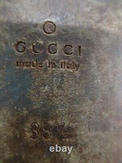 GUCCI 1953 blue patent leather gold horse but buckle VINTAGE shoes sz 38.5
