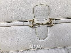 GUCCI Clutch Handbag Ivory Gold Horse bit 8x5.5x2.5 Distressed READ Vintage