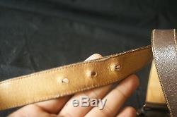 GUCCI Double Horse Vintage Brass Buckle Leather Belt Made in Italy. RARE