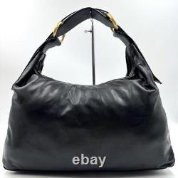 GUCCI Horse bit Hand Shoulder Bag Leather Black Vintage Logo 125863 From Japan
