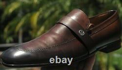 GUCCI Man's burnished RODEO SCURO brown Dress GG Logo shoes loafers brand sz11 D