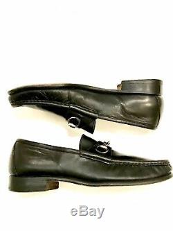 GUCCI Mens Loafers Horse Bite Black Luxury Leather 10 MADE IN ITALY Vintage