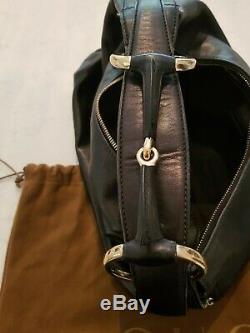 GUCCI Shoulder Horse bit Chain Medium Black Leather Hobo Bag Vintage
