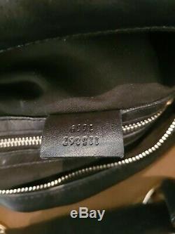 GUCCI Shoulder Horse bit Chain Medium Black Leather Hobo Bag Vintage