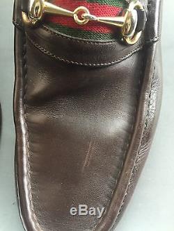 GUCCI Vintage Horse Bit Loafers Shoes Leather Brown Men's Size 44/11