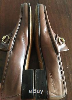 GUCCI Vintage Horse Bit Men's Brown Leather Loafers UK 10 US 10.5 EU 43.5