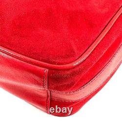 GUCCI Vintage Horsebit Suede Leather Shoulder Bag Red Authentic #0192