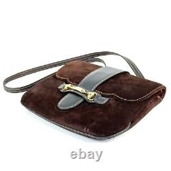 GUCCI Vintage Horsebit Suede Leather Shouldr Bag Authentic #0195