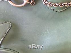 GUCCI Vintage Leather Handbag Purse in Green with Horse bit