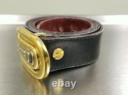 GUCCI Vintage Reversible Belt Black To Brown Leather Horse-Bit Buckle 38 VGUC