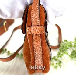 GUCCI Vintage Saddle Equestrian mini Bag Suede / Leather Brown 80s Purse Rare