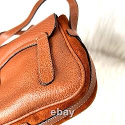 GUCCI Vintage Saddle Equestrian mini Bag Suede / Leather Brown 80s Purse Rare