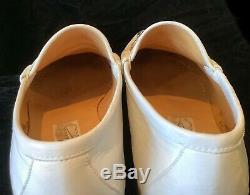 GUCCI Vintage White Leather Horse Bit Loafers Men sz 42.5 / 9.5M Fabric Label