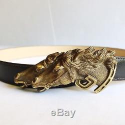 GUCCI vintage authentic 1970 Horse Head buckle 80cm High Waist gorgeous Belt