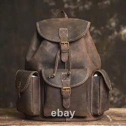 Genuine Crazy Horse Leather Vintage Style Top Layer Cowhide Backpack unisex