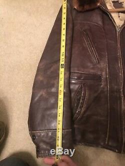 Genuine Horse Hide Front Quarter Leather Jacket Vintage Brown 1940-1950