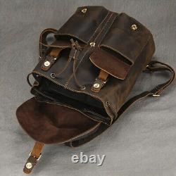 Genuine Leather Backpack, Large Capacity Men's Vintage Cowhide Crazy Horse