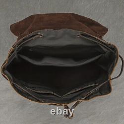 Genuine Leather Backpack, Large Capacity Men's Vintage Cowhide Crazy Horse