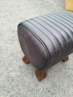 Genuine Leather Black Pommel Horse Stool Footstool Vintage Seat 40cm wide