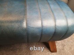 Genuine Leather Blue Pommel Horse Stool Footstool Vintage Seat 90cm wide