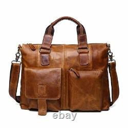 Genuine Leather Cross Body Shoulder Bag For Men Vintage Casual Office Sling