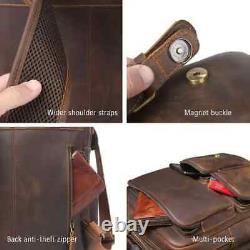 Genuine Leather Men's Backpack Large Capacity Vintage Crazy Horse Cowhide Travel