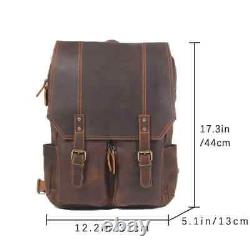 Genuine Leather Men's Backpack Large Capacity Vintage Crazy Horse Cowhide Travel