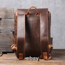 Genuine Leather Men's Backpack Large Capacity Vintage Crazy Horse Cowhide Travel