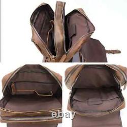 Genuine Leather Men's Backpack Large Capacity Vintage Crazy Horse Cowhide Travel