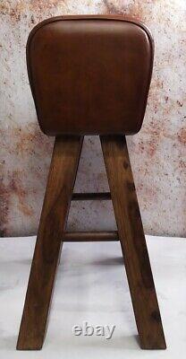 Genuine Vintage Leather Saddle Pommel Horse Stool Footstool Seat 76cm high
