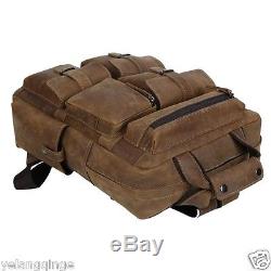 Genuine crazy horse leather backpack vintage shoulder messenger travel tore bag