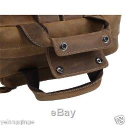 Genuine crazy horse leather backpack vintage shoulder messenger travel tore bag