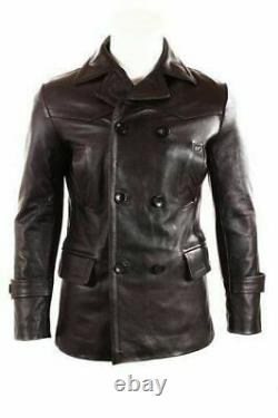 German Submariner WW2 Vintage Men's Black Faux Leather Jacket/Coat