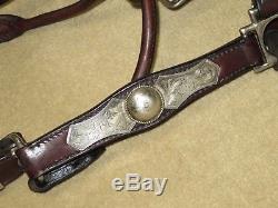 Gorgeous VINTAGE CIRCLE Y Western Horse Size Show Halter with VOGT STERLING SILVER