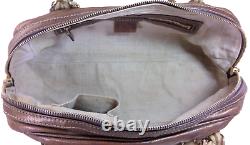 Gucci Authentic Vintage Brown Bronze Metallic Leather Gold Horse Chain Bag +Dust