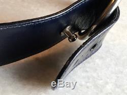 Gucci Black Leather Silver tone Horse Bit Belt Vintage 369-55-6118
