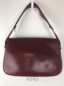 Gucci Burgundy Leather Vintage 1955 Horsebit Bag Gold Hardware Shoulder Bag 1980