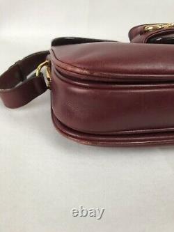 Gucci Burgundy Leather Vintage 1955 Horsebit Bag Gold Hardware Shoulder Bag 1980