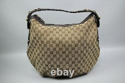 Gucci GG Vintage Brown/Biege Horse Bit Monogram Canvas & leather hobo bag Size L